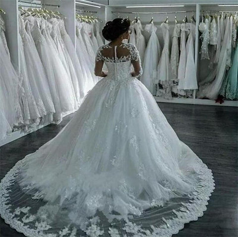 NumberSea Vestidos De Noiva 2021 Elegante Vestido De Noiva A-Line Vestido De Noiva Tule Apliques Contas Princesa Renda Vestidos De Noiva Trouwjurk