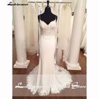 NumberSea V Neck Mermaid Wedding Dresses Lace Appliques Boho Wedding Dress Backless Sexy robe de mariee vestido de casamento