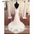 NumberSea V Neck Mermaid Wedding Dresses Lace Appliques Boho Wedding Dress Backless Sexy robe de mariee vestido de casamento