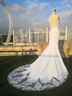 NumberSea V Neck Mermaid Wedding Dresses Lace Appliques Boho Wedding Dress Backless Sexy robe de mariee vestido de casamento