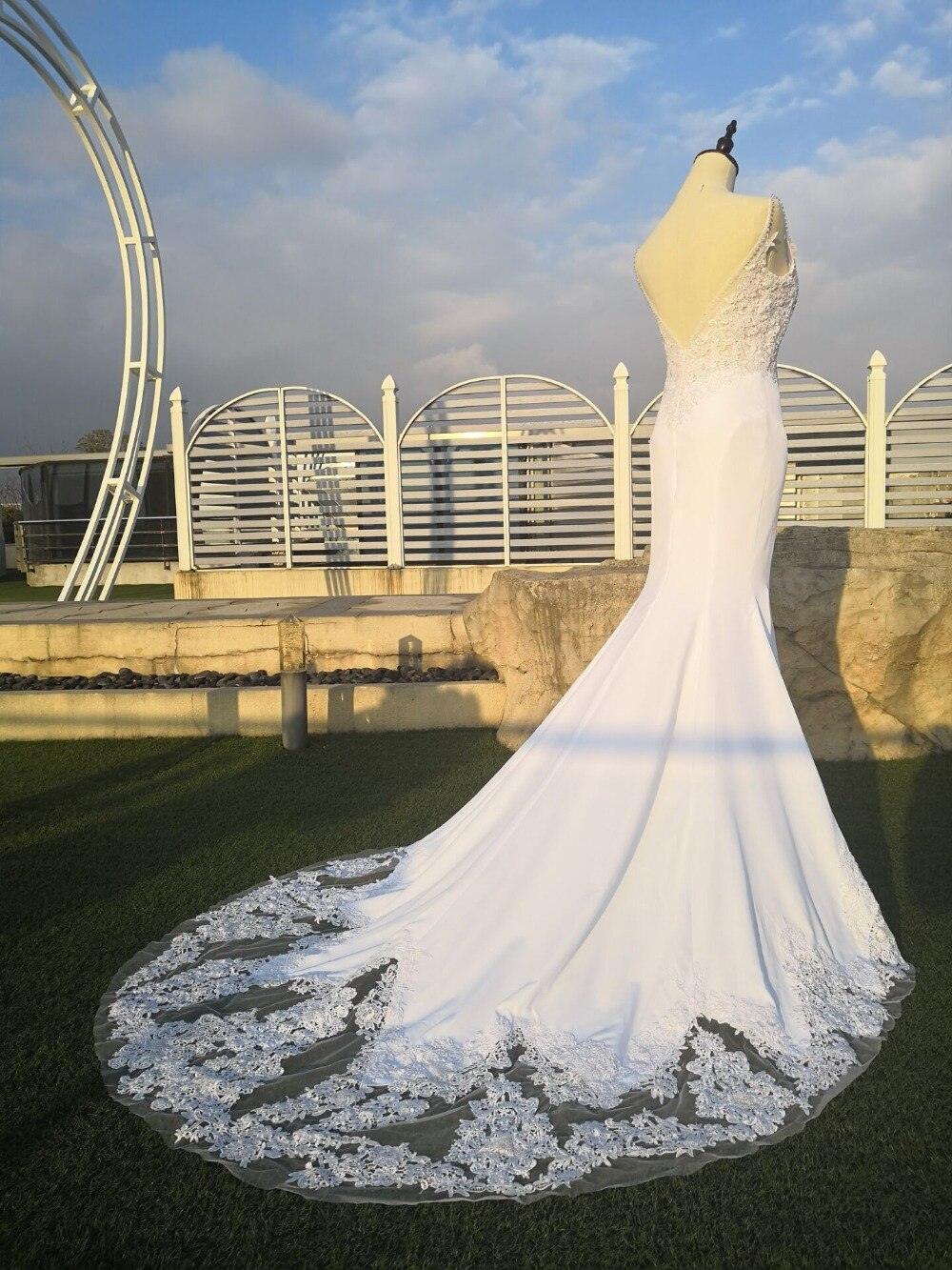 NumberSea V Neck Mermaid Wedding Dresses Lace Appliques Boho Wedding Dress Backless Sexy robe de mariee vestido de casamento