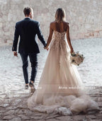 Vestidos de Noiva NumberSea com Apliques de Flores 3D e Renda Transparente, Sem Alças, Tule Dividido, Cinza Escuro, Prateado, Praia, Boho, Vestidos de Noiva com Cristais