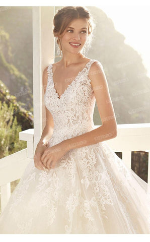 NumberSea Brautkleid Luxus Sexy V-Ausschnitt Hofschleppe Rückenfrei Ballkleid Prinzessin Rückenfrei Brautkleider Benutzerdefinierte Größe