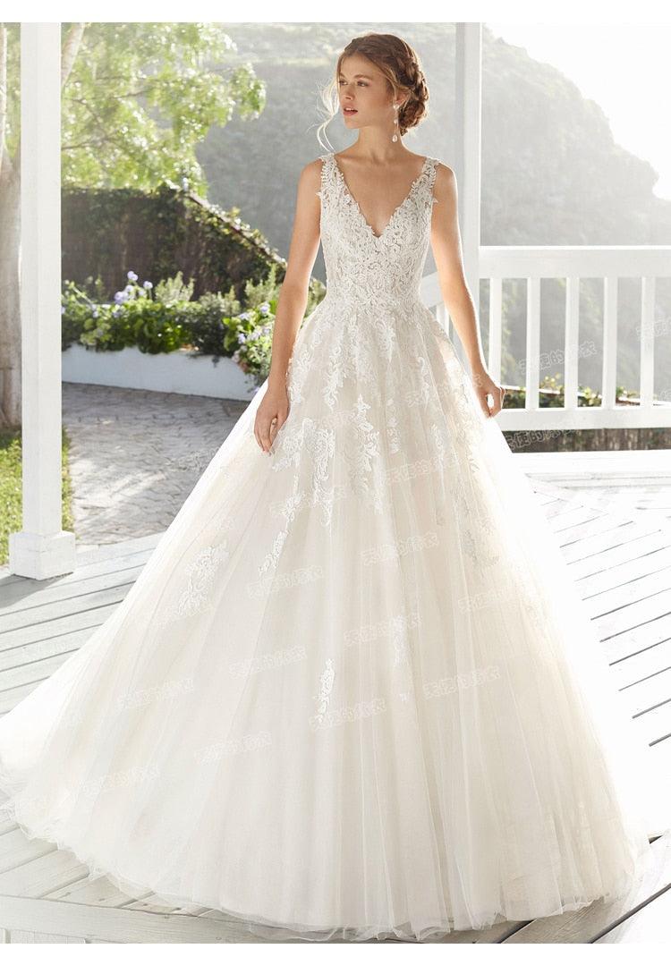 NumberSea Wedding Dress Luxury Sexy V-neck Court Train Backless Ball Gown Princess Backless Wedding Dresses Custom Size