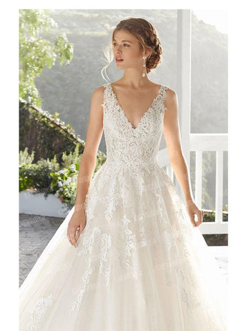NumberSea Brautkleid Luxus Sexy V-Ausschnitt Hofschleppe Rückenfrei Ballkleid Prinzessin Rückenfrei Brautkleider Benutzerdefinierte Größe