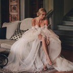 NumberSea Wedding Dress Ball Gowns Long Puff Sleeve Champagne Off Shoulder Brilliant Brdal Gowns robe de mariée bohème vestidos de novia