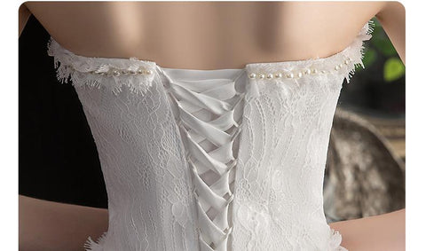 NumberSea Vestido De Noiva 2021 Neue Vordere Kurze Lange Zurück Trägerlosen Hochzeit Kleid Süße Braut Kleid Mit Zug Nach Maß Hochzeit kleid L