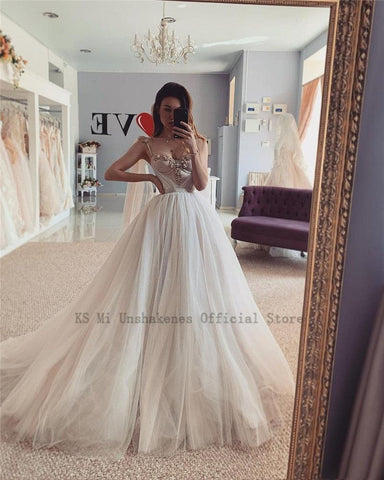 NumberSea Sexy Kristalle Hochzeit Kleider Vestidos de Noiva 2021 Prinzessin Braut Kleid Kirche Strand Hochzeit Kleider Nach Maß