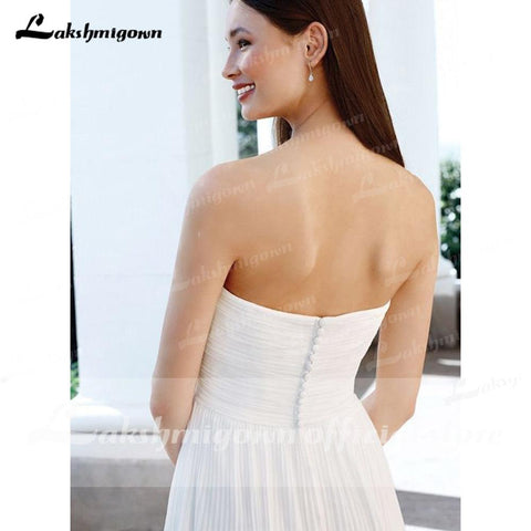 NumberSea Kurze Vorderseite Lange Rückseite Schatz Falten Off Schulter Brautkleid Mit Zurück Tasten abito da sposa corto davanti lakshmigown
