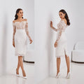NumberSea Kurze Brautkleider Boot-Ausschnitt 2021 Weiß Elfenbein Brautkleid Weiße Brautkleider Hochwertiges Satin-Hochzeitspartykleid