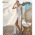 NumberSea trouwjurk robe mariée sirene Sexy Mermaid V Neck Cap Sleeve Brautkleider High Split Sweep Train robe de soirée de mariage