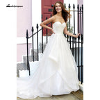 NumberSea vestido noiva 2021 Simple Sweetheart Pleats Off the Shoulder Bride Wedding Dresses Charming Elegant robe de soirée de mariage