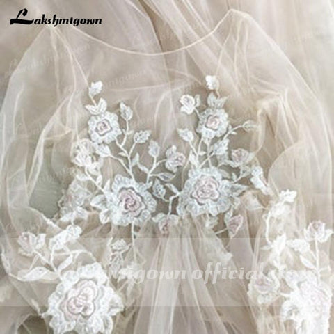 NumberSea robede mariage 2021 Strand Elegante langarm Spitze Tüll Backless Brautkleider Mit Gürtel EINE Linie vestido de casamento simples