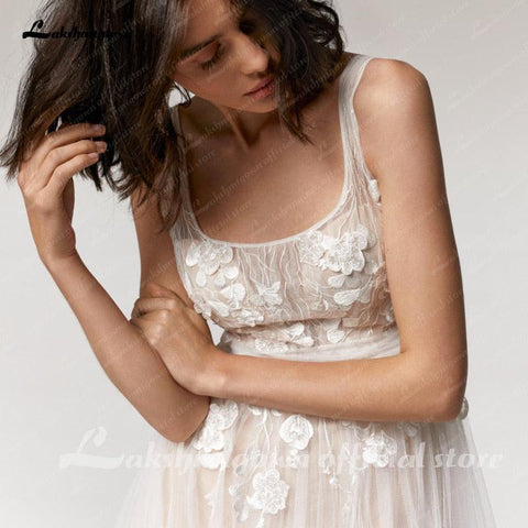 Vestido de noiva vintage NumberSea com renda, praia, verão 2021, vestido de noiva para mulher, decote em V, sexy, boémio, sem costas