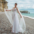 NumberSea Sexy V-ausschnitt Satin Brautkleider mit Abnehmbarer Jacke Hochzeit Brautkleider robe femme 2021 Neue Design