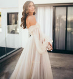 NumberSea Wedding Dress Ball Gowns Long Puff Sleeve Champagne Off Shoulder Brilliant Brdal Gowns robe de mariée bohème vestidos de novia