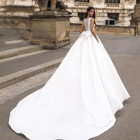 Vestido de noiva africano em cetim NumberSea SoDigne 2021, com botões e bolsos, corte A, renda, vestido de noiva, princesa, festa de casamento, tamanho grande