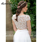 NumberSea Sexy Wedding Dress Boho 2021 Two Pieces 2 A-Line Chiffon Side Slit Floor Length Long Sleeve Bohemian Bridal Gowns Robe De Marie