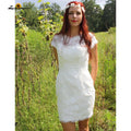 NumberSea Sommer Kurze Brautkleider 2021 Cap-Sleeve Low-V Zurück Hochzeit Kurze Spalte Spitze Kleid vestido de casamento