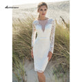 NumberSea Robe de mariée sexy à manches longues en dentelle illusion robe de mariée courte bohème robe de mariée longueur genou vestido de noiva
