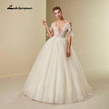 NumberSea Prinzessin Ballkleid Hochzeit Kleid Boho 2021 Casamento 3D Blume Sexy V-ausschnitt Spaghetti Strap Brautkleider Lace Up robe de mariee