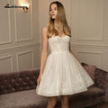 Vestidos de noiva curtos NumberSea brilhantes e com decote em coração 2021, sem mangas, ilusão, corte A, vintage, com glitter, vestidos de noiva, Lakshmigown