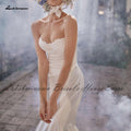 NumberSea Robe de mariée sexy en satin Robe de mariée sirène princesse bustier dénudé 2023 Robes de mariée de campagne en dentelle perlée Longue traîne
