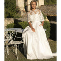 NumberSea Spaghetti Regolabili Due Pezzi Satin Merletto Sciarpa Separabile Abiti da Sposa con Bottoni Sul Retro Semplice Elegante vestiti da sposa 2021