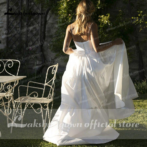 NumberSea Spaghetti-Trägern Zwei Stücke Satin Spitze Abnehmbare Schal Brautkleider Mit Zurück Tasten Einfache Elegante vestidos de novia 2021