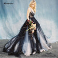 NumberSea Robe de mariée argent et noir à deux pierres avec cristaux, robe de mariée sexy, robes de mariée gothiques noires