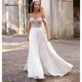 NumberSea robes de mariée 2021 Nouveauté Deux Pièces Fente Haute Épaules Dénudées Robes de Mariée Avec Boutons Dans Le Dos robes de femme mariage