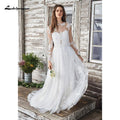 Robe de mariée blanche NumberSea style bohème deux pièces sexy, robe de mariée 2021 sans manches longueur sol avec traîne de cour, appliques de dentelle élégantes