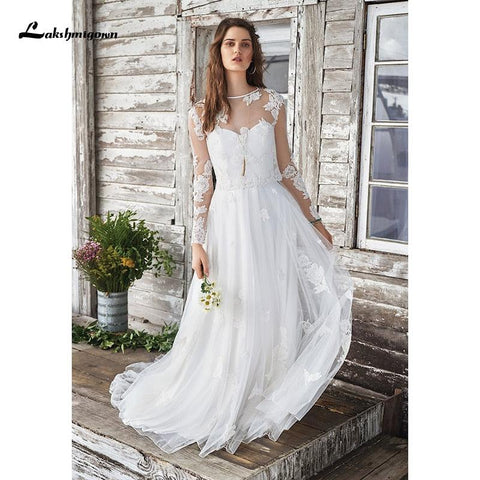 NumberSea Weißes Hochzeitskleid Boho Zweiteilig Sexy 2021 Brautkleid Ärmellos Bodenlang Mit Hofschleppe Spitzenapplikationen Elegant