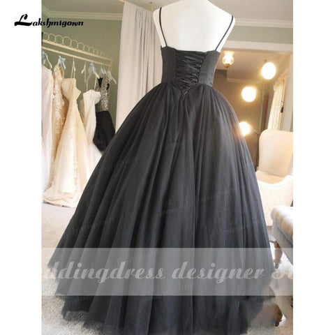 NumberSea Einfache Spaghetti-trägern Schwarz Hochzeit Kleider 2022 Vintage Gothic robe de mariee Handgemachte Formale Braut Kleid Prinzessin Hochzeit