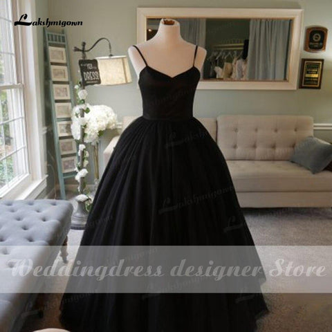 NumberSea Einfache Spaghetti-trägern Schwarz Hochzeit Kleider 2022 Vintage Gothic robe de mariee Handgemachte Formale Braut Kleid Prinzessin Hochzeit