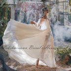 NumberSea Sexy Bridal Puffy Long Sleeve Wedding Dress Off the Shoulder 2021 Vestidos de Novia Chic Boho A Line Chiffon Wedding Gowns