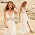 NumberSea Einfache Strand Chiffon Brautkleider 2024 V ausschnitt vestido de novia Sexy Spaghetti-trägern