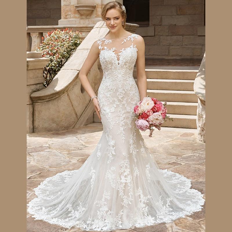 NumberSea Wedding Dress Mermaid Lace Sweetheart Neckline Spaghetti  2 in 1 Backless With For Party Plus Size Bride Gown Vestidos De Novia