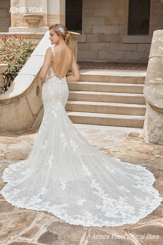 NumberSea Brautkleid Meerjungfrau Spitze Herzförmiger Ausschnitt Spaghetti 2 in 1 Rückenfrei Mit Für Party Plus Size Brautkleid Vestidos De Novia