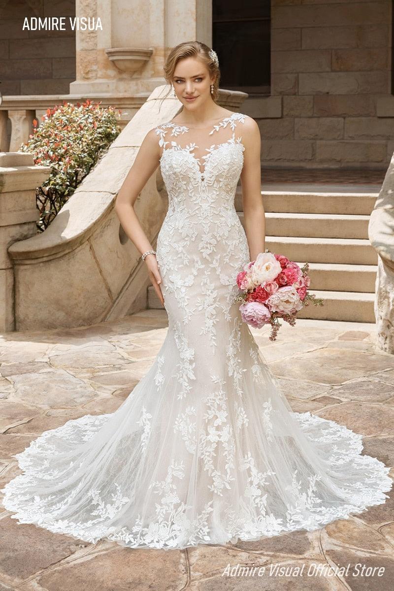 NumberSea Wedding Dress Mermaid Lace Sweetheart Neckline Spaghetti  2 in 1 Backless With For Party Plus Size Bride Gown Vestidos De Novia