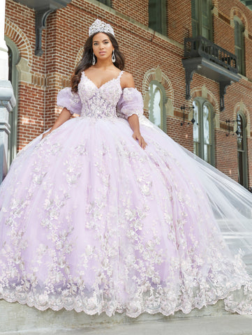 Quinceanera-Kleid mit Puffärmeln und Cape von House of Wu 26043