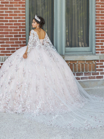 Quinceanera-Kleid mit Puffärmeln und Cape von House of Wu 26043
