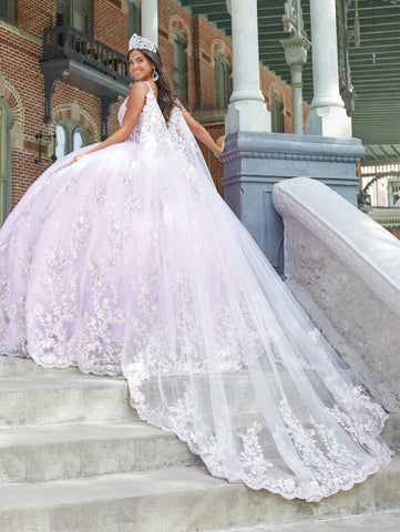 Quinceanera-Kleid mit Puffärmeln und Cape von House of Wu 26043