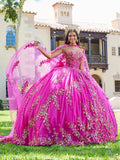 Quinceanera-Kleid mit Puffärmeln und Cape von House of Wu 26075