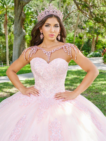 Quinceanera-Kleid mit Puffärmeln und Korsett von House of Wu 26076