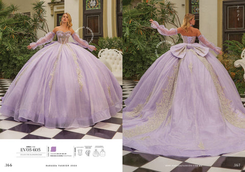 Quinceanera-Kleid mit Puffärmeln und Korsett von Ragazza EV05-605
