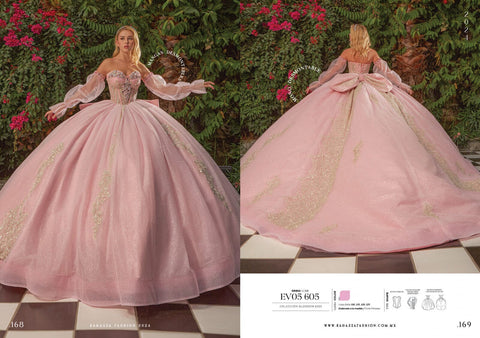 Quinceanera-Kleid mit Puffärmeln und Korsett von Ragazza EV05-605