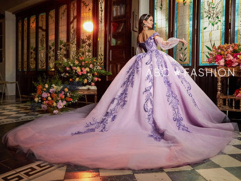 Quinceanera-Kleid mit Puffärmeln von Ragazza EV17-617
