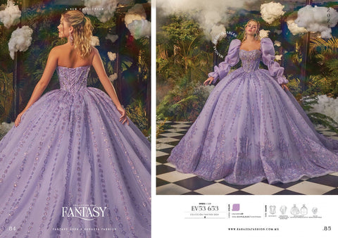 Trägerloses Quinceanera-Kleid mit Puffärmeln von Ragazza EV53-653