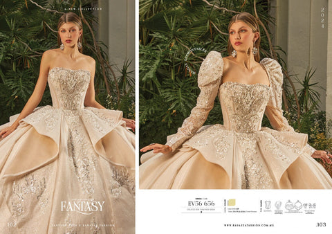 Trägerloses Quinceanera-Kleid mit Puffärmeln von Ragazza EV56-656